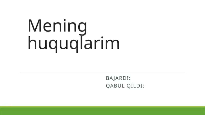 Mening huquqlarim