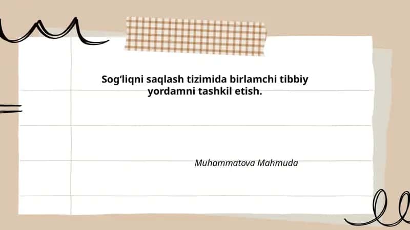 Birlamchi Tibbiy Yordamni Tashkil Etish