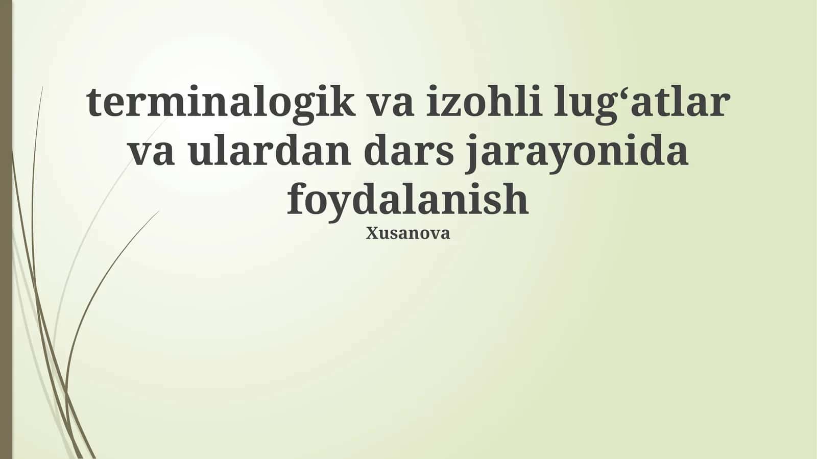 Terminologiya va izohli lug'atlar