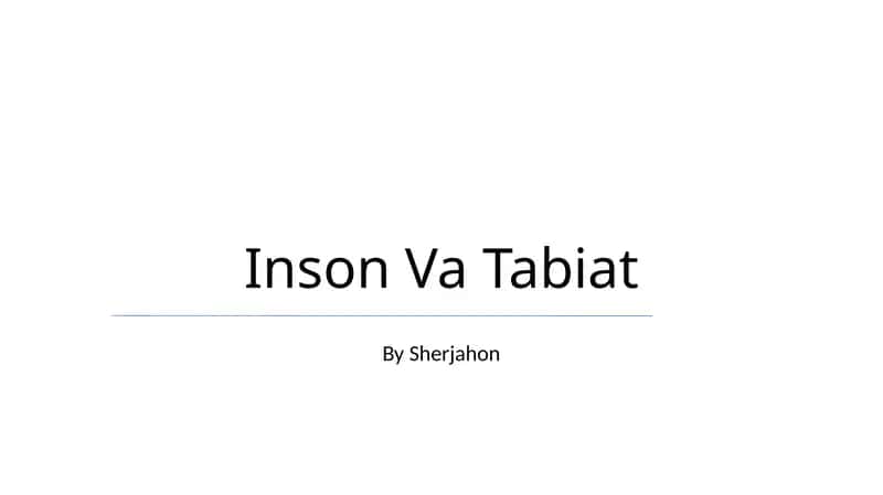 Inson Va Tabiat