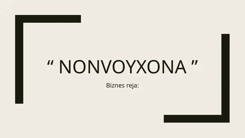 Nonvoyxona biznes reja