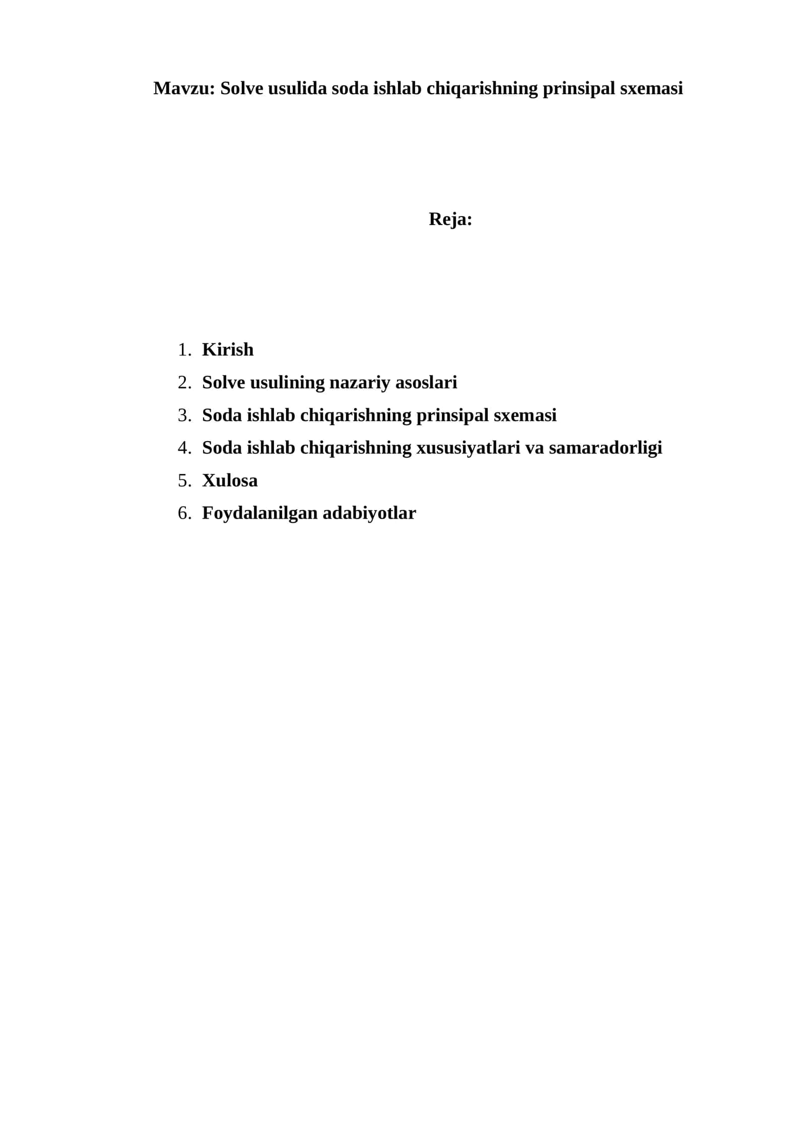 Solve usulida soda ishlab chiqarishning prinsipal sxemasi