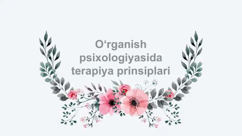 O‘rganish psixologiyasida terapiya prinsiplari