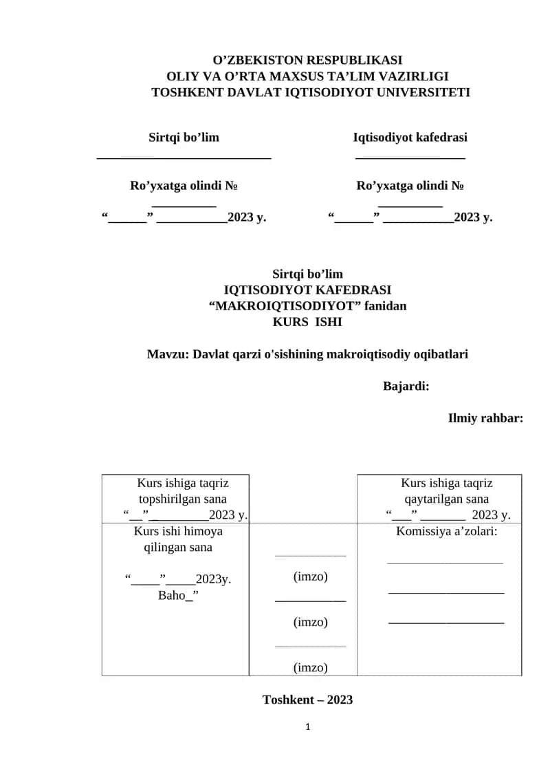 Davlat qarzi o'sishining makroiqtisodiy oqibatlari