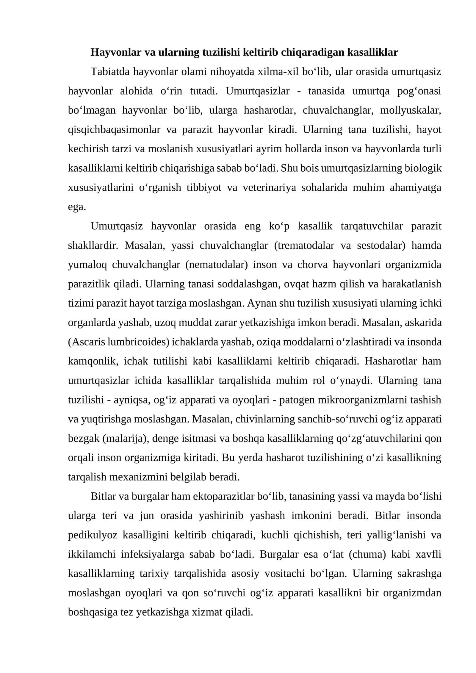 Umurtqasiz hayvonlarda kasalliklar