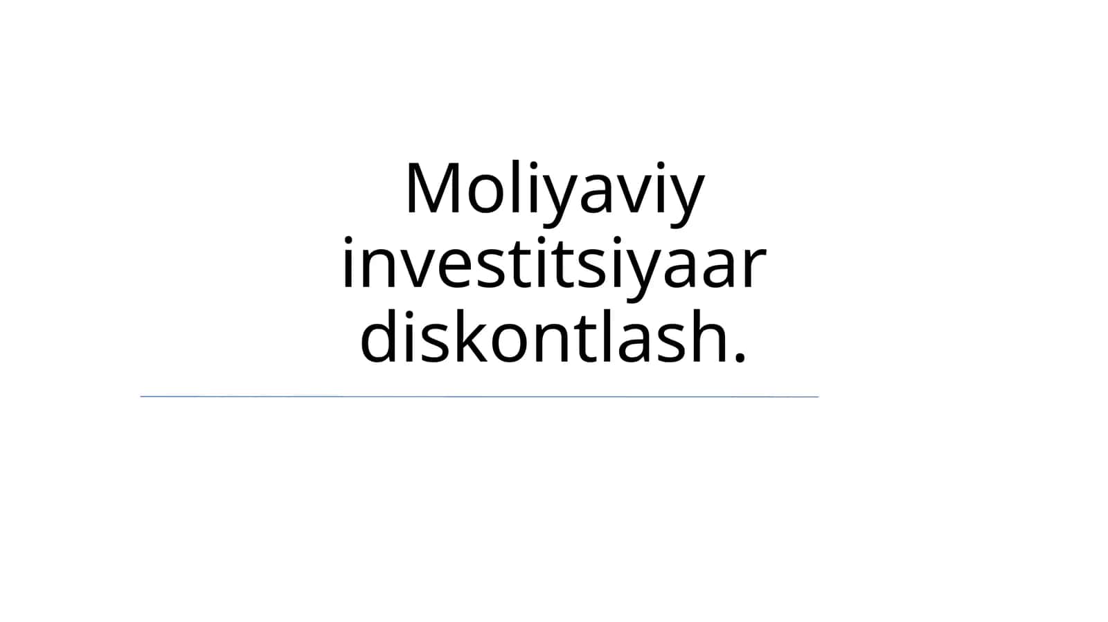 Mоliyaviy investitsiyaаr diskоntlаsh