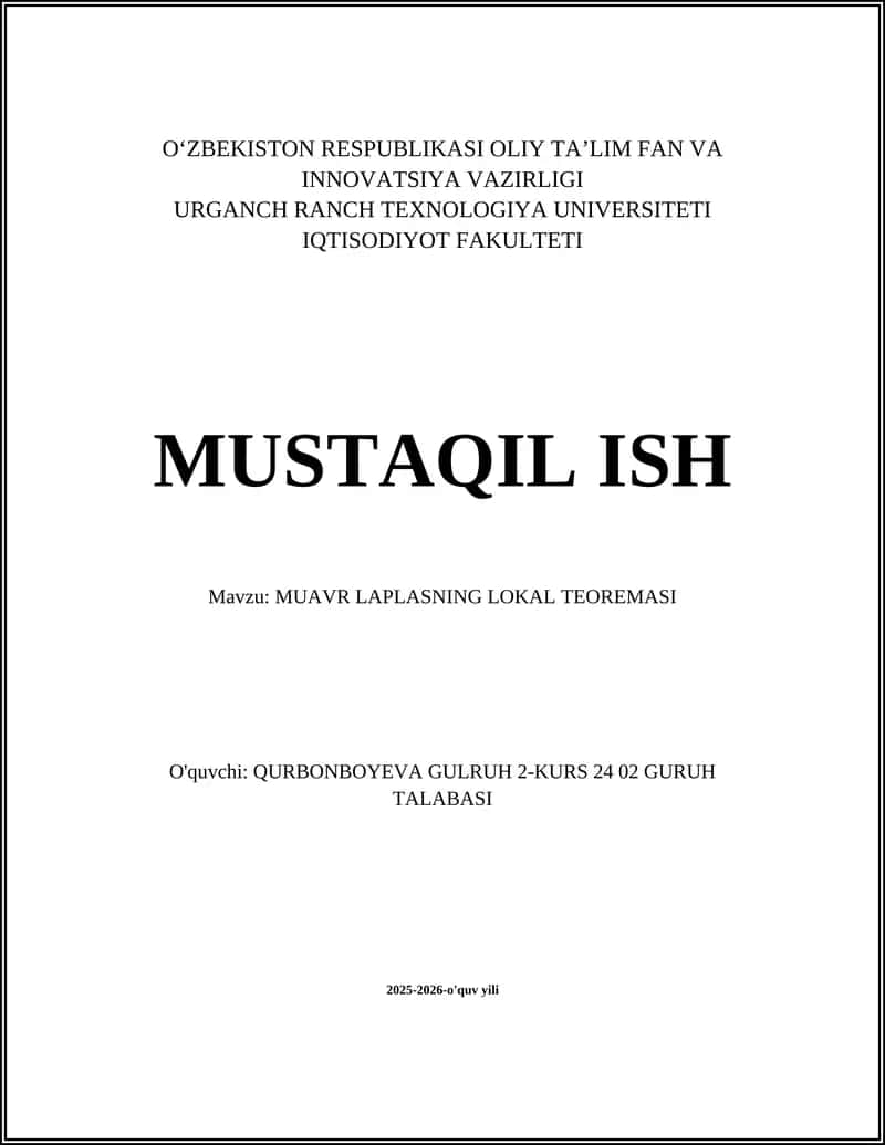 MUAVR LAPLASNING LOKAL TEOREMASI
