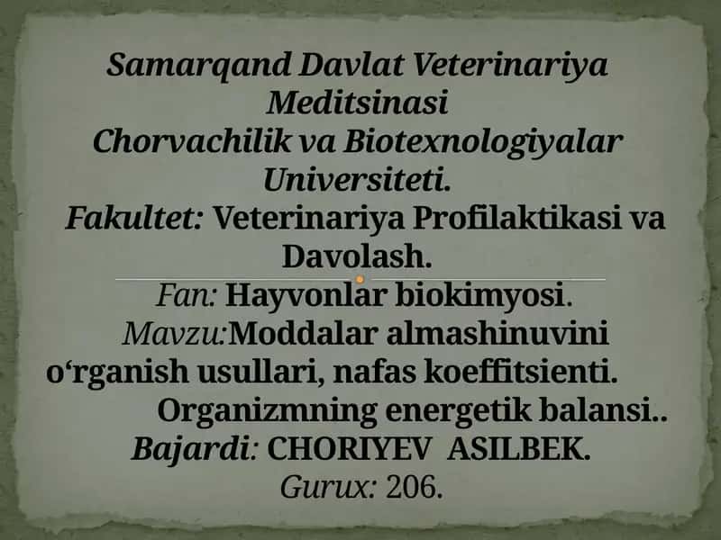 Hayvonlar biokimyosi