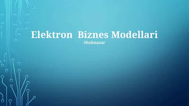 Elektron Biznes Modellari