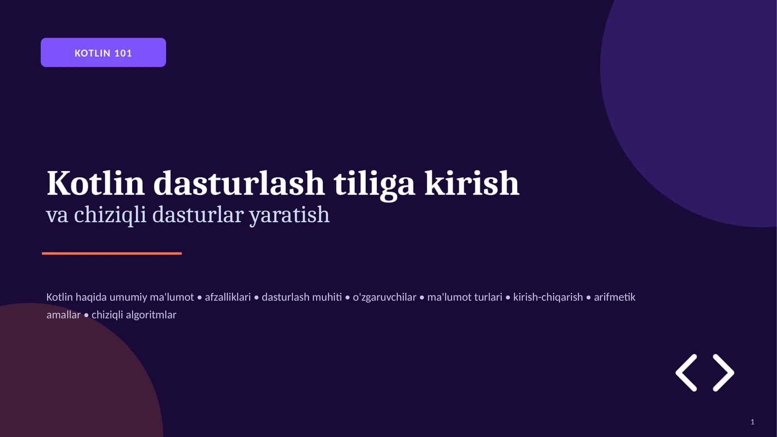 Kotlin dasturlash tiliga kirish