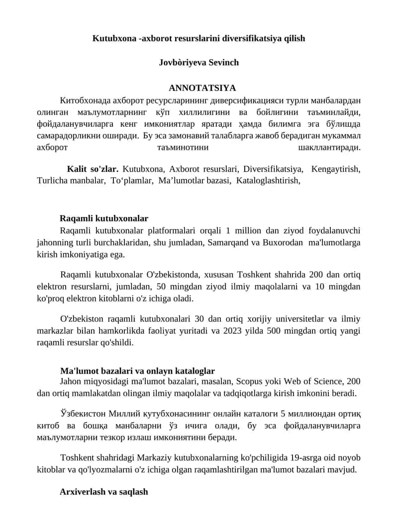 Raqamli kutubxonalar