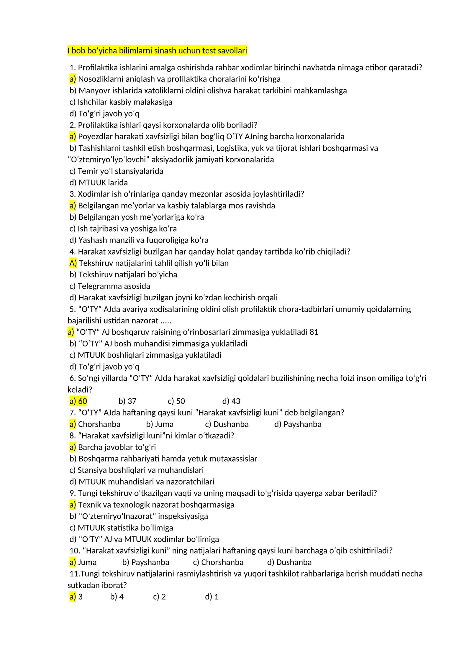 temir yoʻl test
