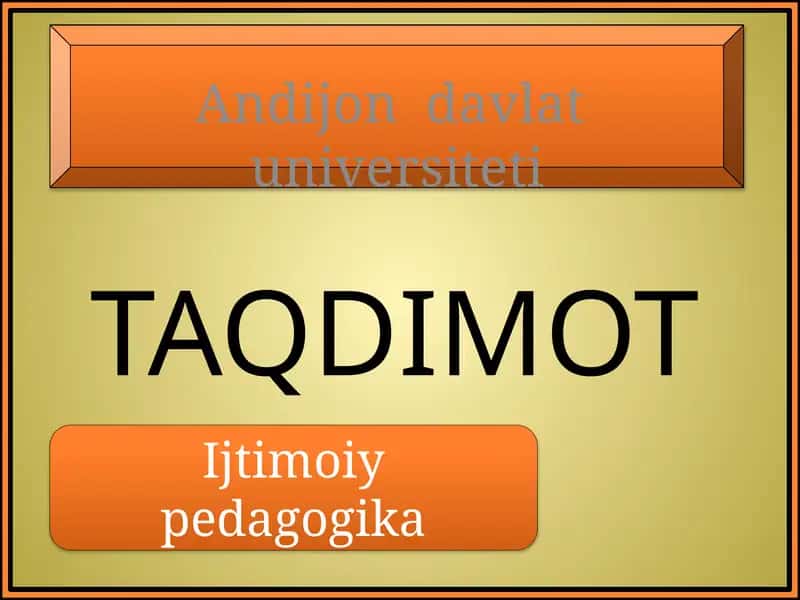 IJTIMOIY-PЕDAGOGIK FAOLIYAT MЕTODIKASI VA TЕXNOLOGIYASI