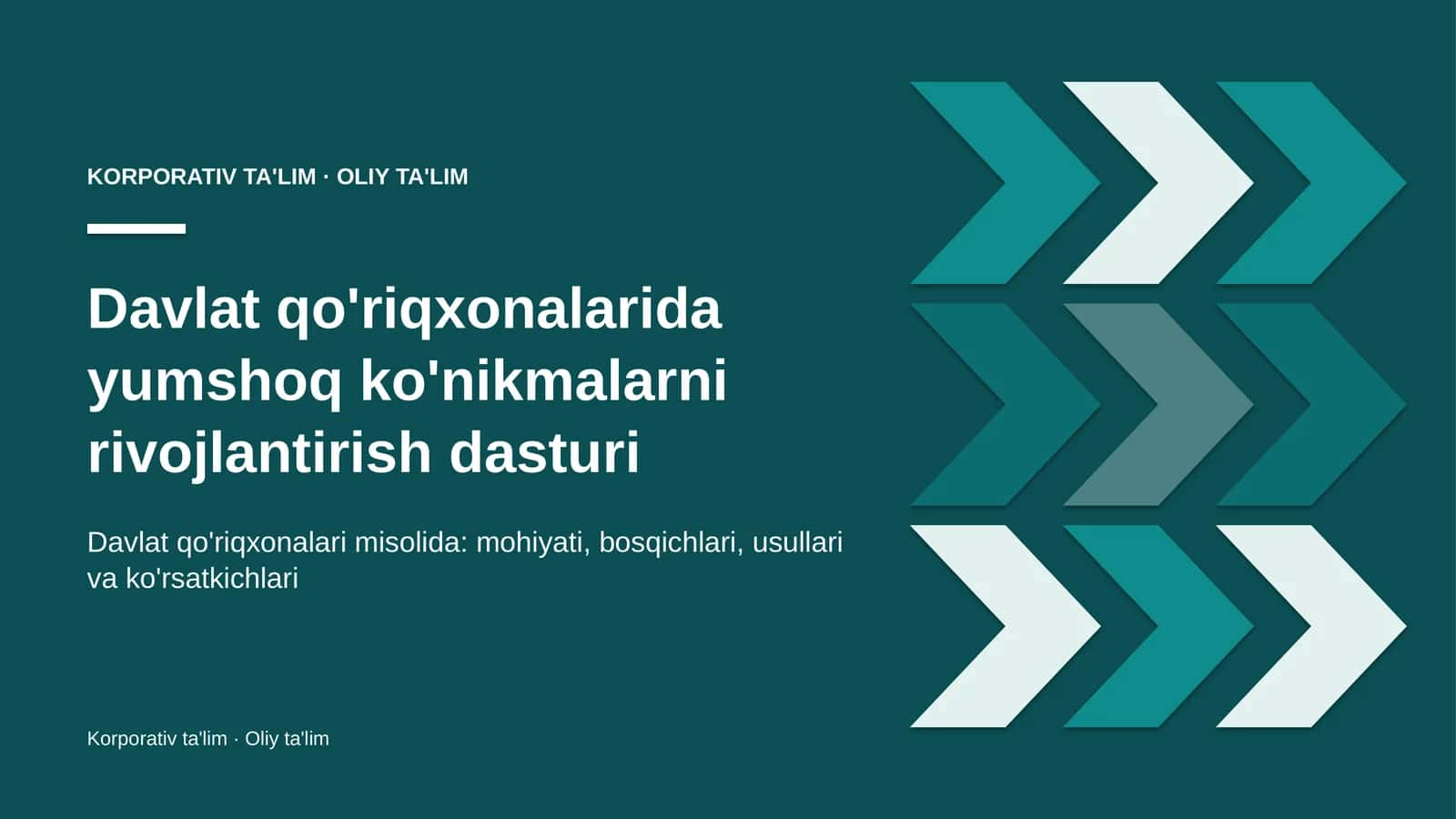 Davlat qo'riqxonalarida yumshoq ko'nikmalarni rivojlantirish dasturi