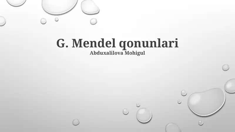 G. Mendel qonunlari