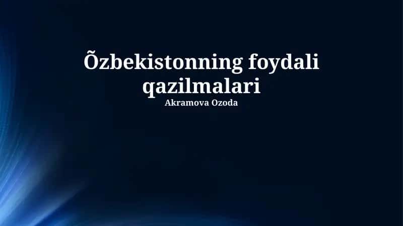 O'zbekistonning foydali qazilmalari