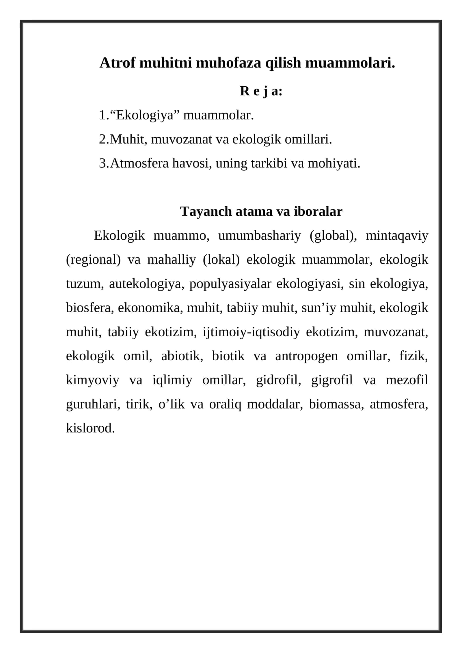 Ekologik muammolar