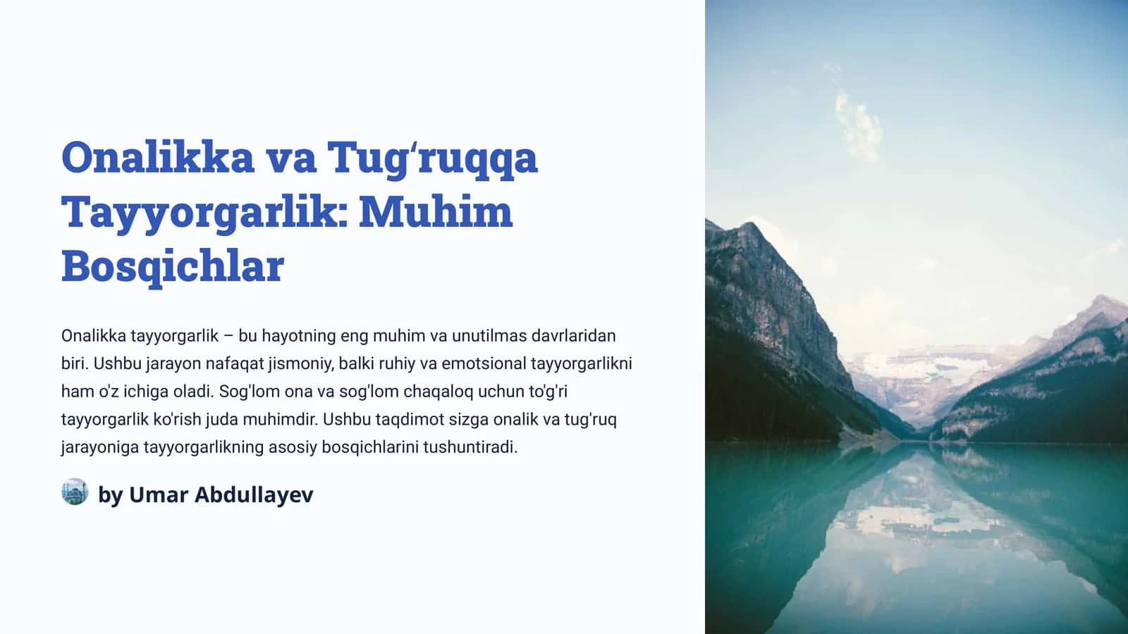 Onalikka va Tugʻruqqa Tayyorgarlik: Muhim Bosqichlar