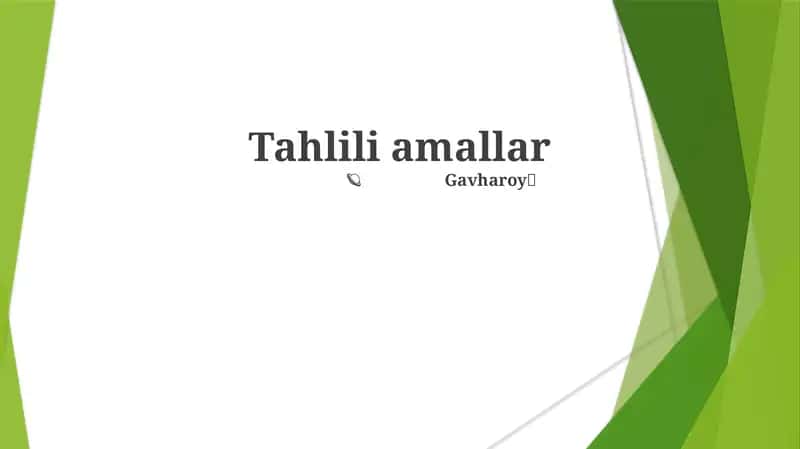 Tahlili amallar