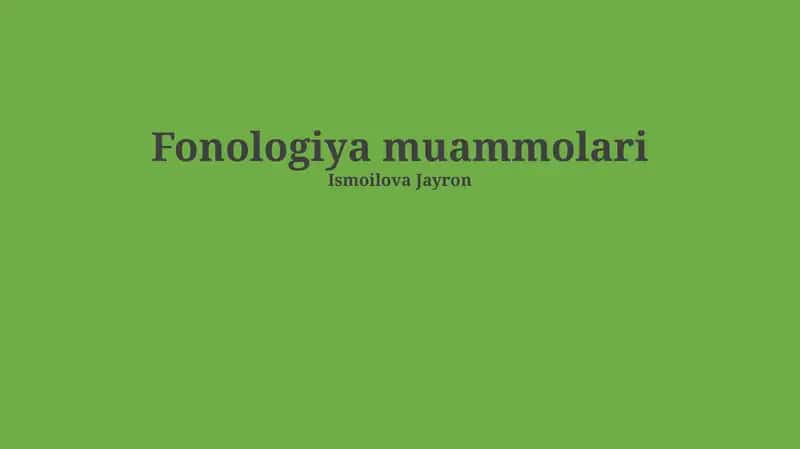 Fonologiya muammolari