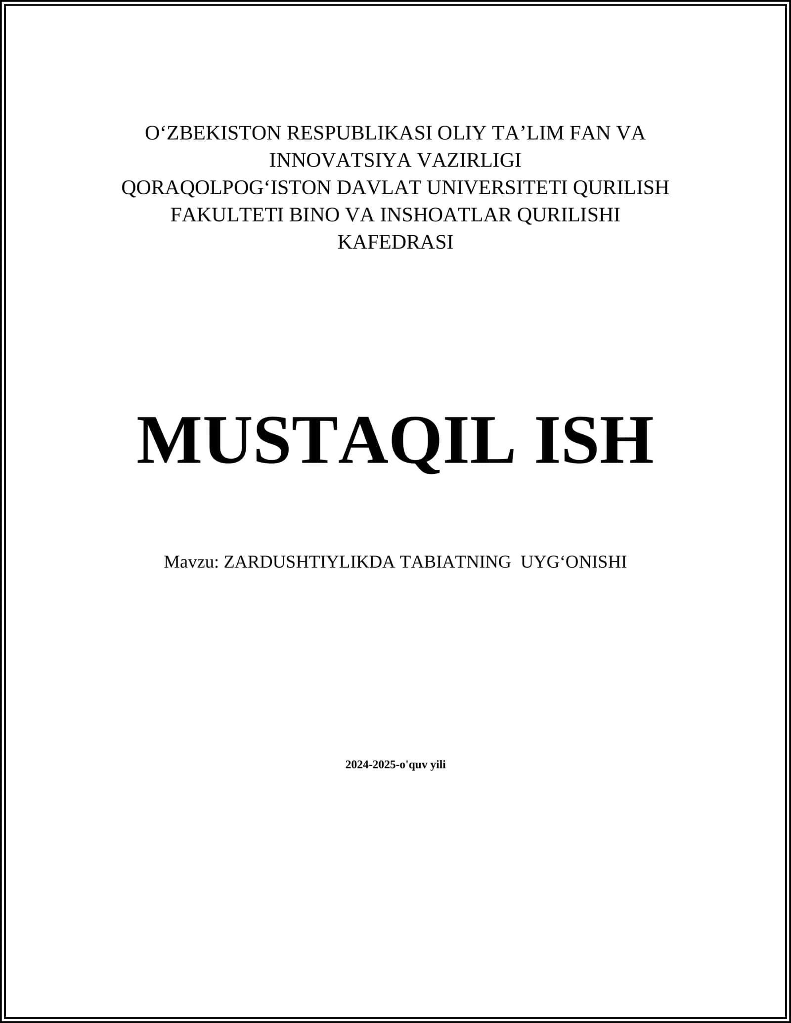 Zardushtiylikda Tabiatning Uyg'onishi