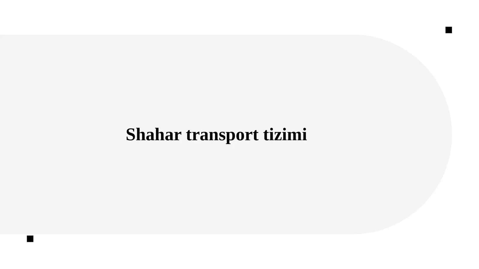 Shahar transport tizimi