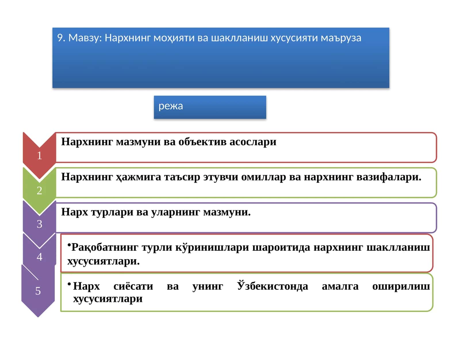 Нархнинг моҳияти ва шаклланиш хусусияти маъруза