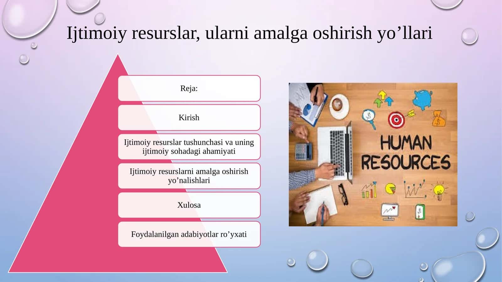 Ijtimoiy resurslar, ularni amalga oshirish yoʼllari
