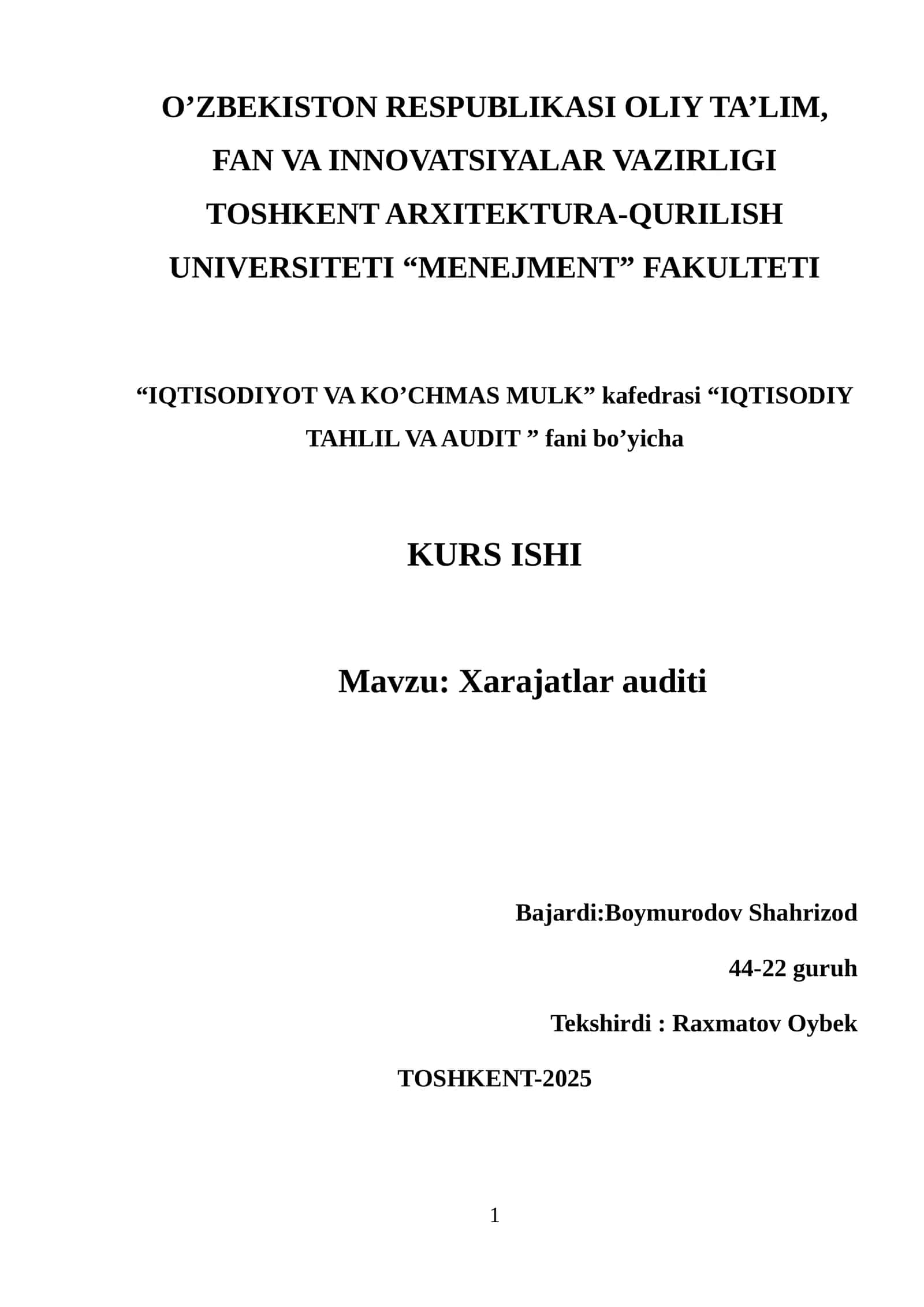 Xarajatlar auditi