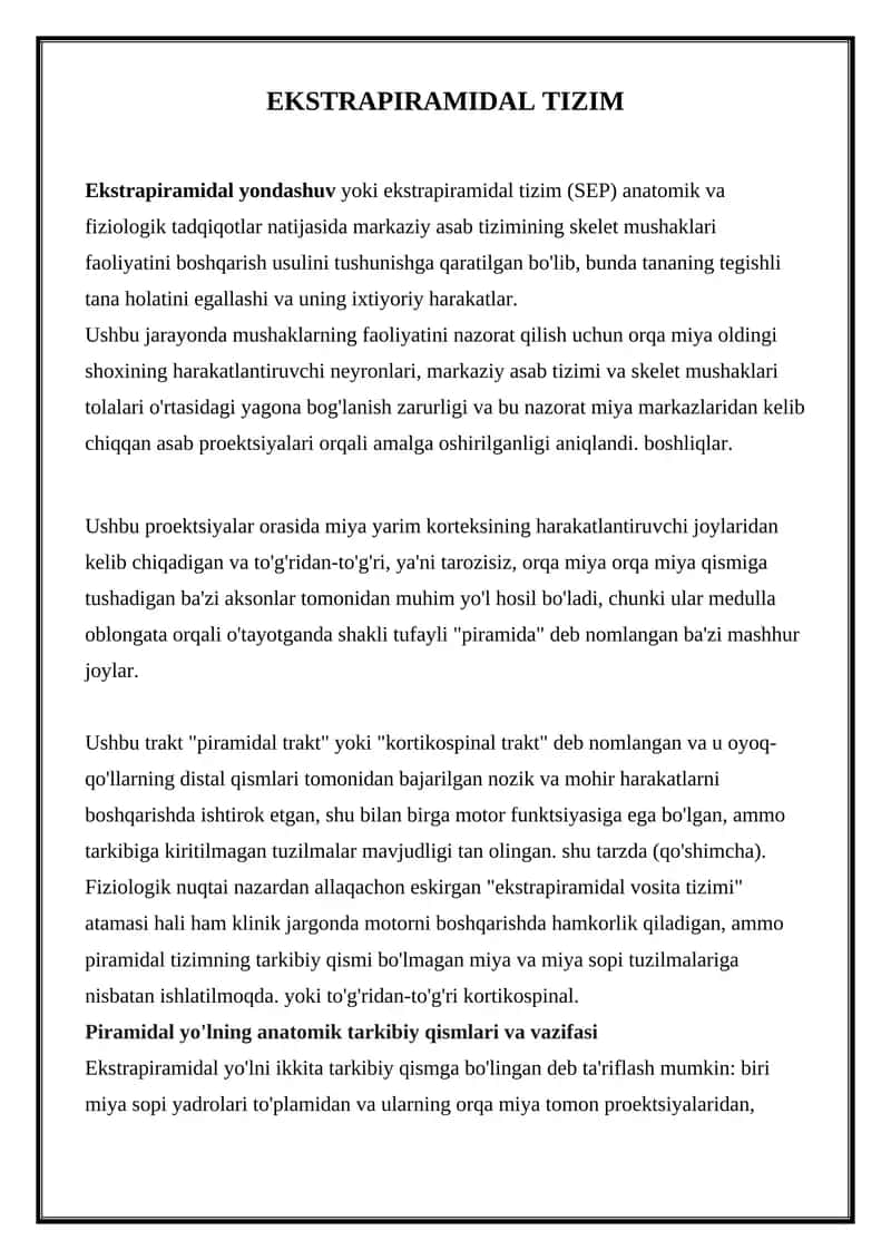 Ekstrapiramidal tizim