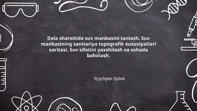 Dala sharoitida suv manbasini tanlash