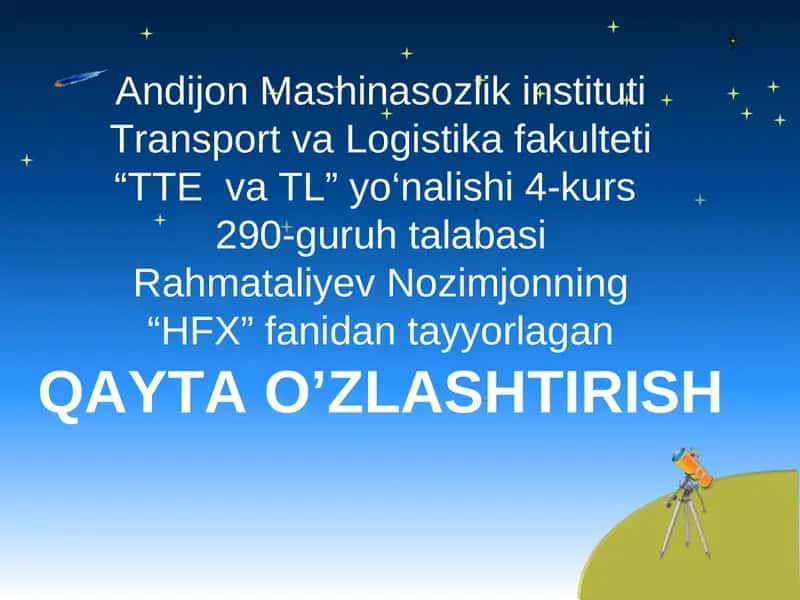 QAYTA O’ZLASHTIRISH