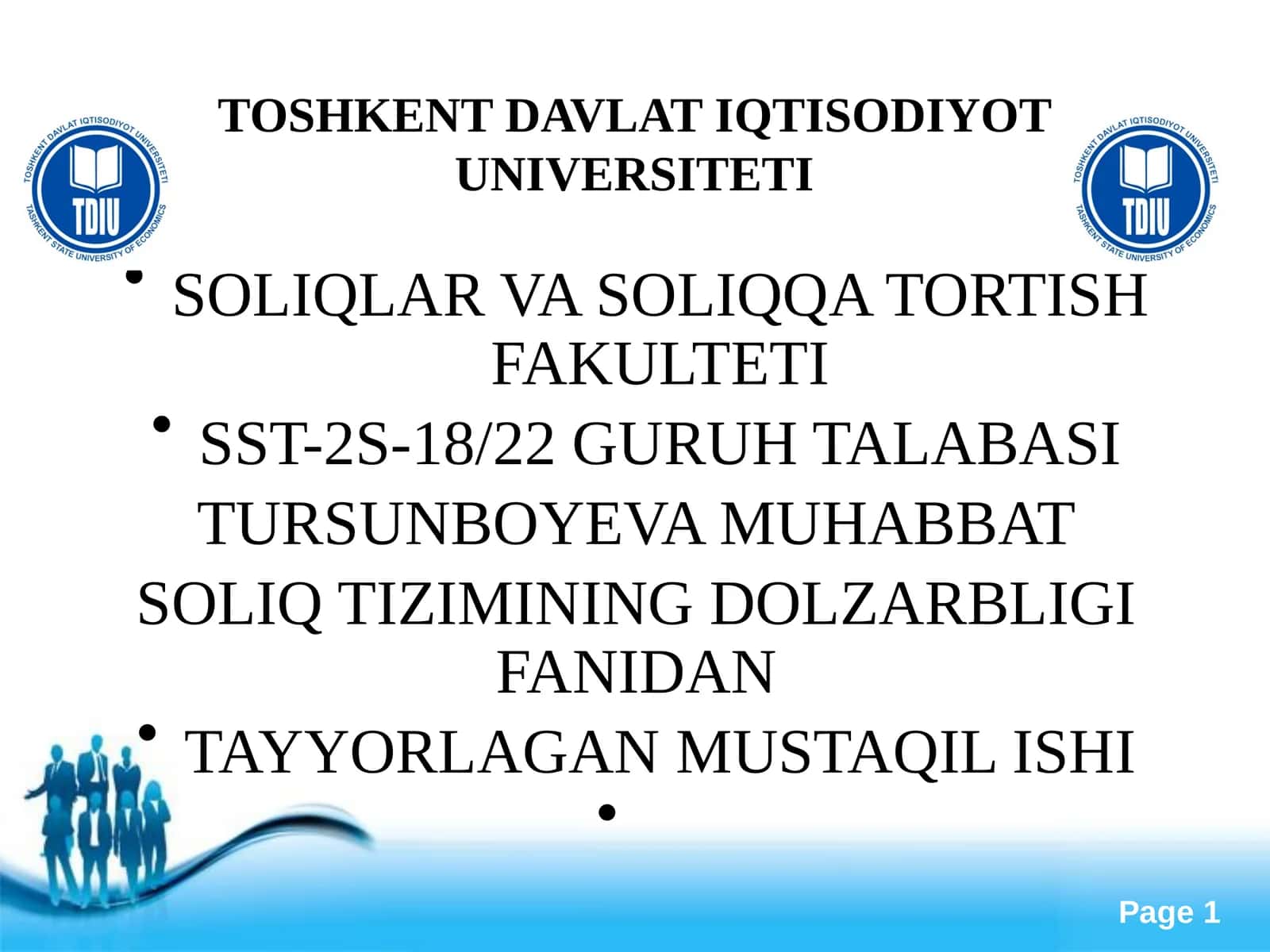 Soliqlar Tizimi Davlat Byudjeti Tizimi
