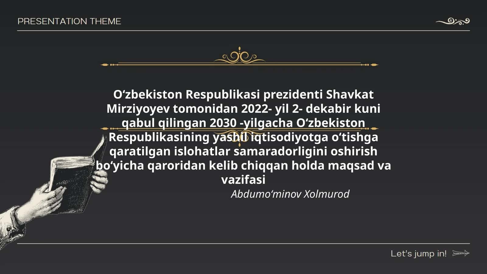 O'zbekiston Respublikasining Yashil Iqtisodiyotga O'tishga Qaratilgan Islohatlar