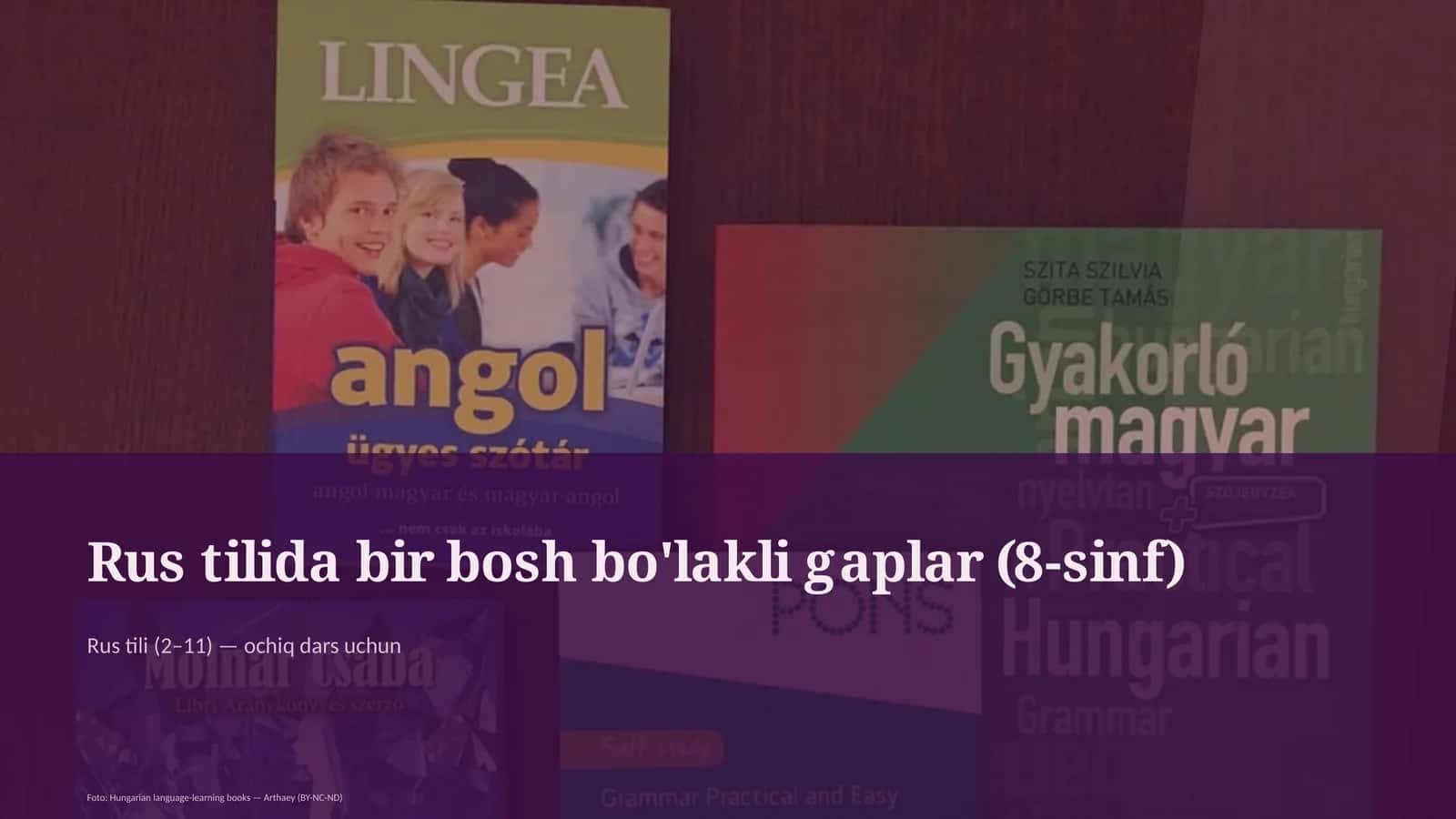 Rus tilida bir bosh bo'lakli gaplar (8-sinf)