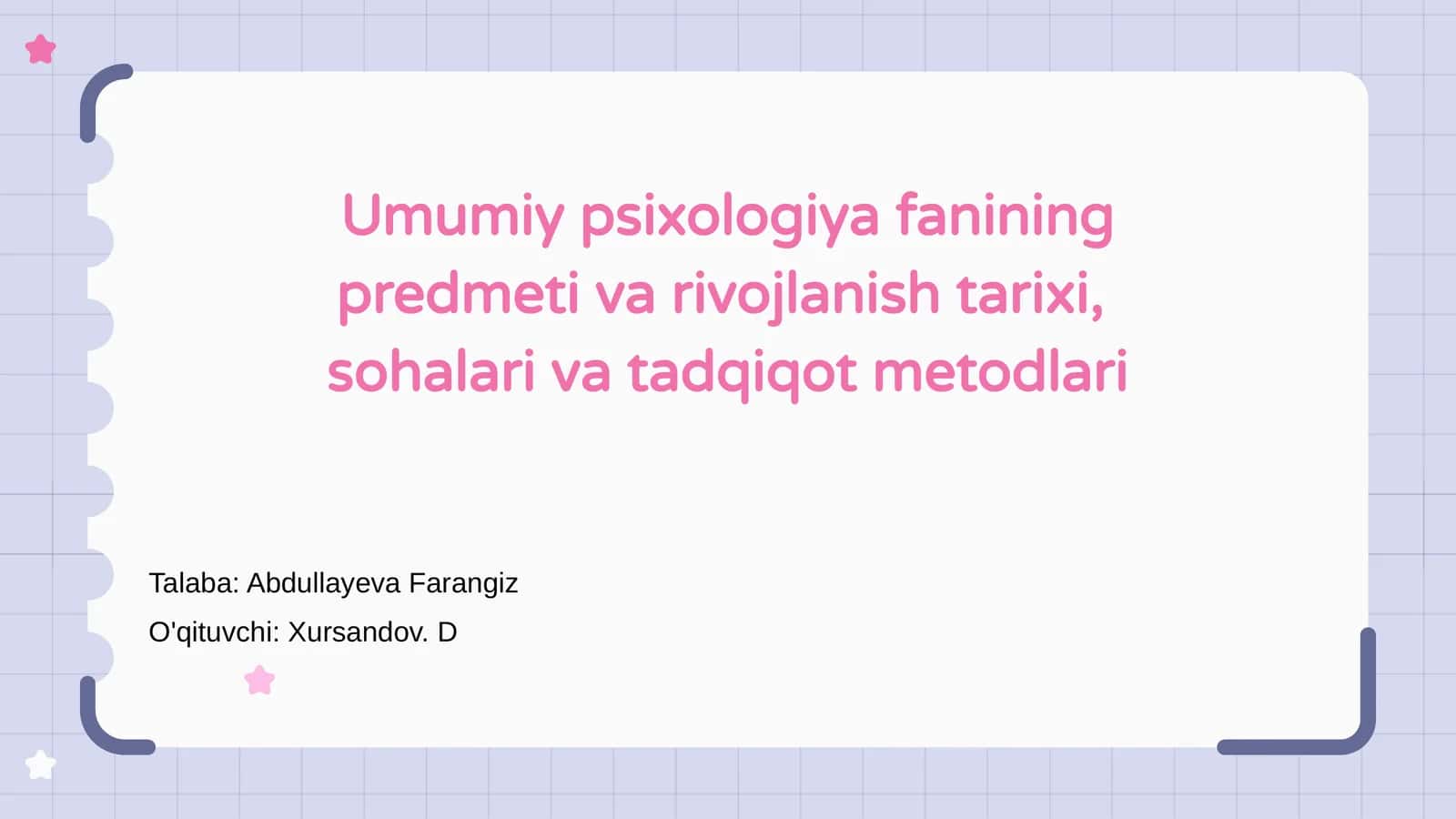 Umumiy psixologiya fanining predmeti