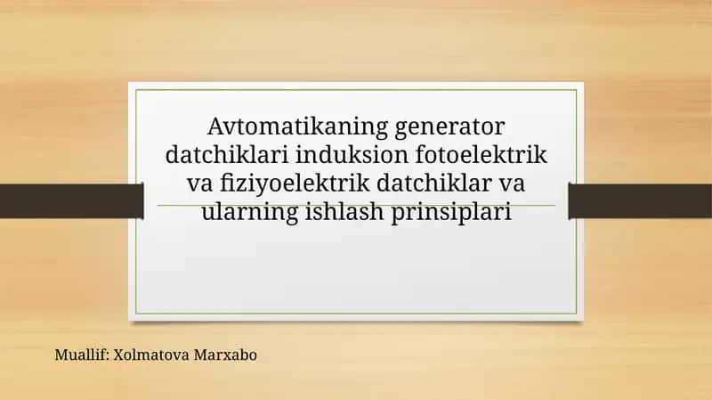 Aftomatikaning generator datchiklari