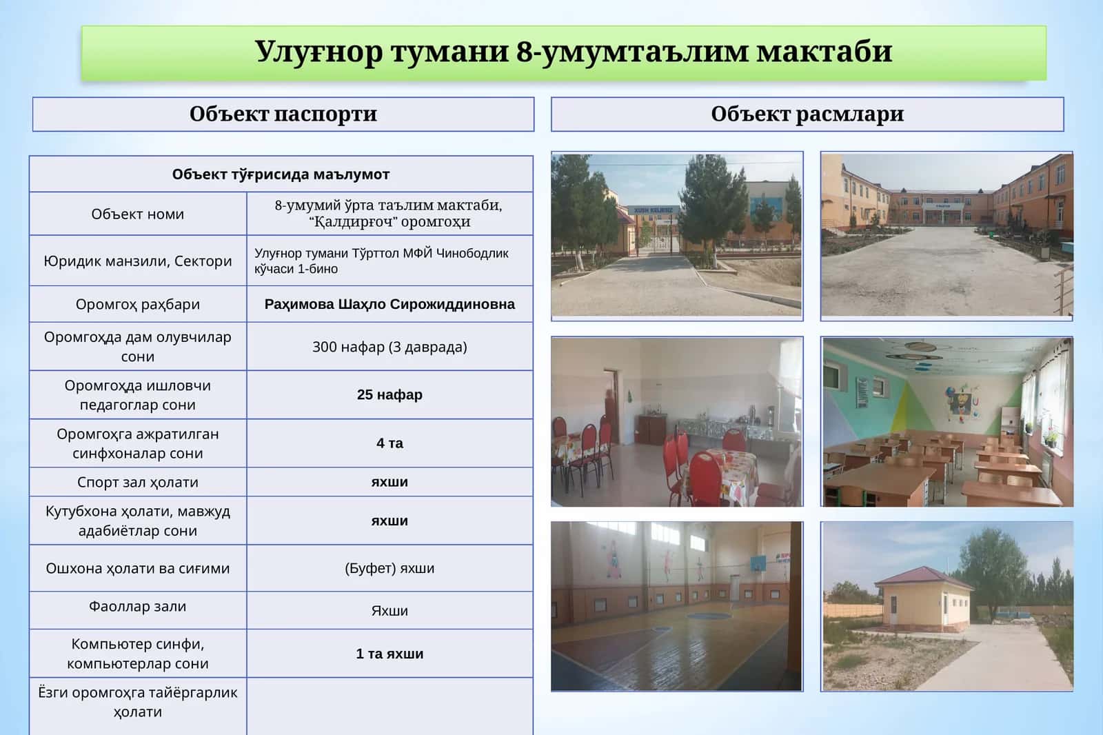 8-умумий ўрта таълим мактаби, “Қалдирғоч” оромгоҳи