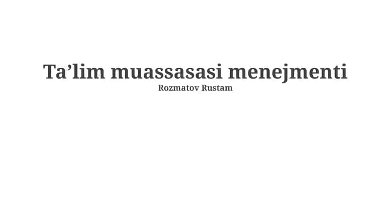 Ta'lim muassasasi menejmenti