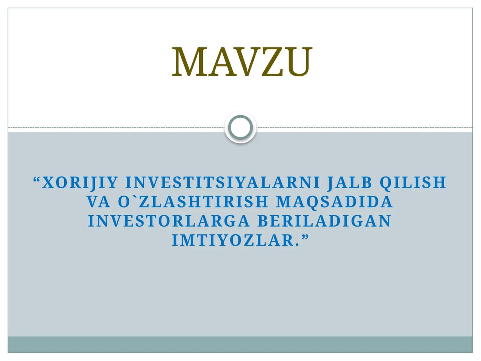 Xorijiy investitsiyalarni jalb qilish va o`zlashtirish maqsadida investorlarga beriladigan imtiyozlar