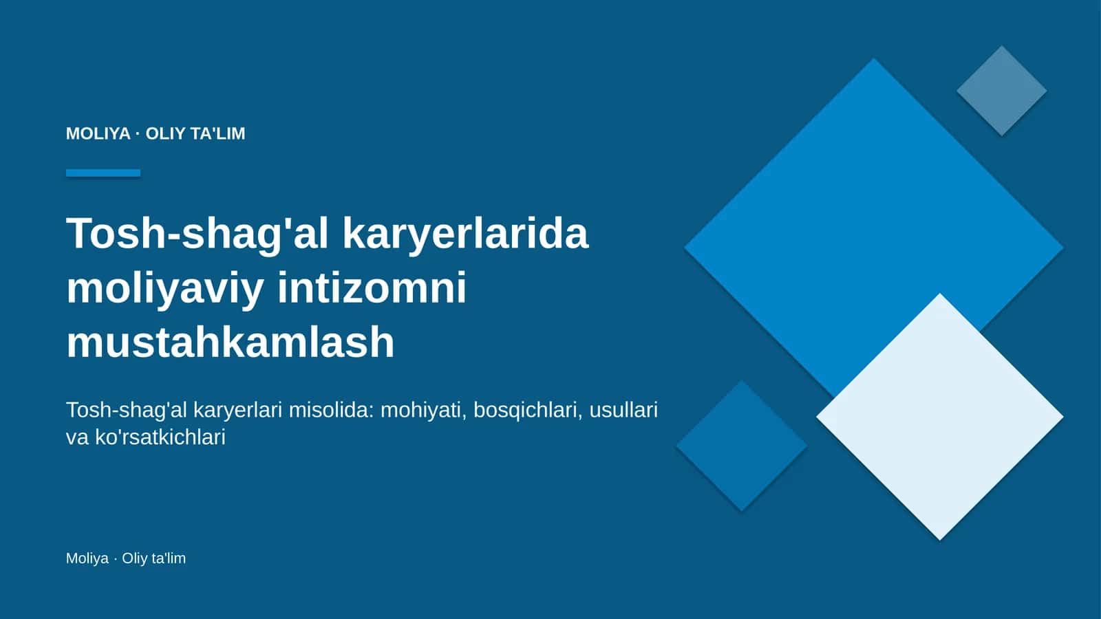 tosh shag'al karyerlarida moliyaviy intizomni mustahkamlash 6167