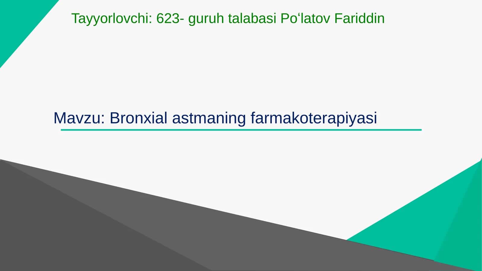 Bronxialastmaning farmakoterapiyasi