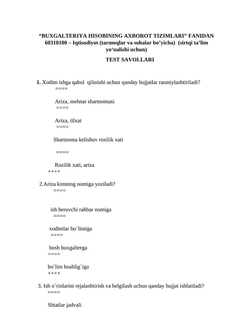 BUXGALTERIYA HISOBINING AXBOROT TIZIMLARI