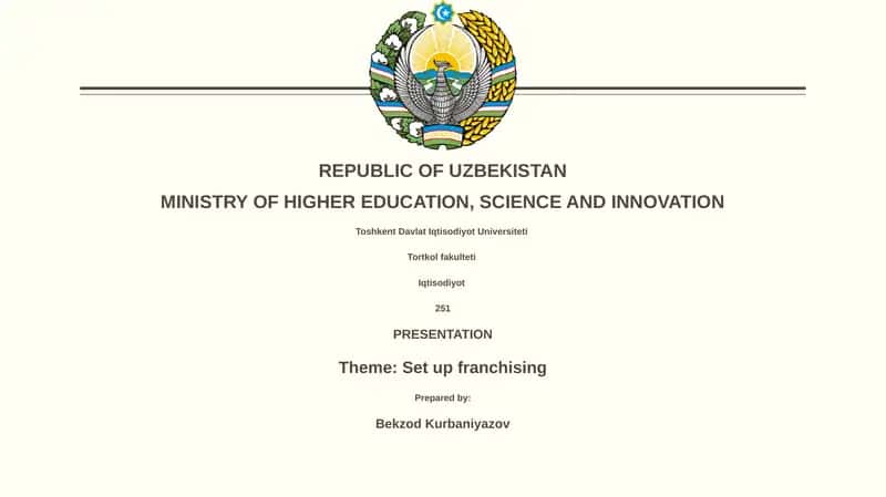 Set up franchising