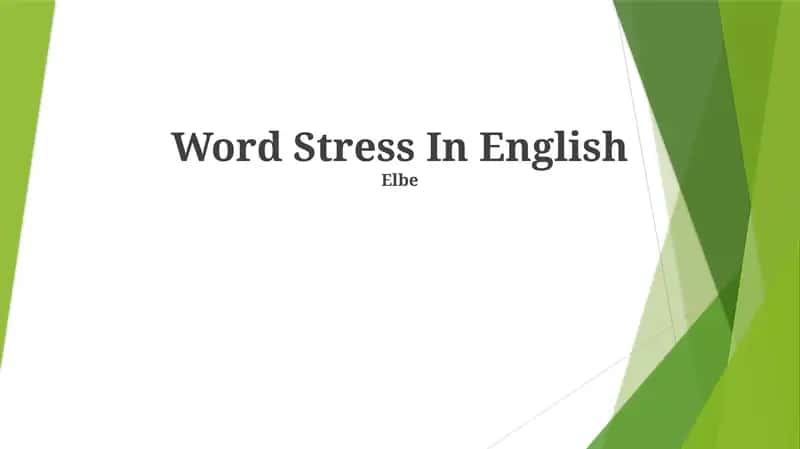 Word Stress In English