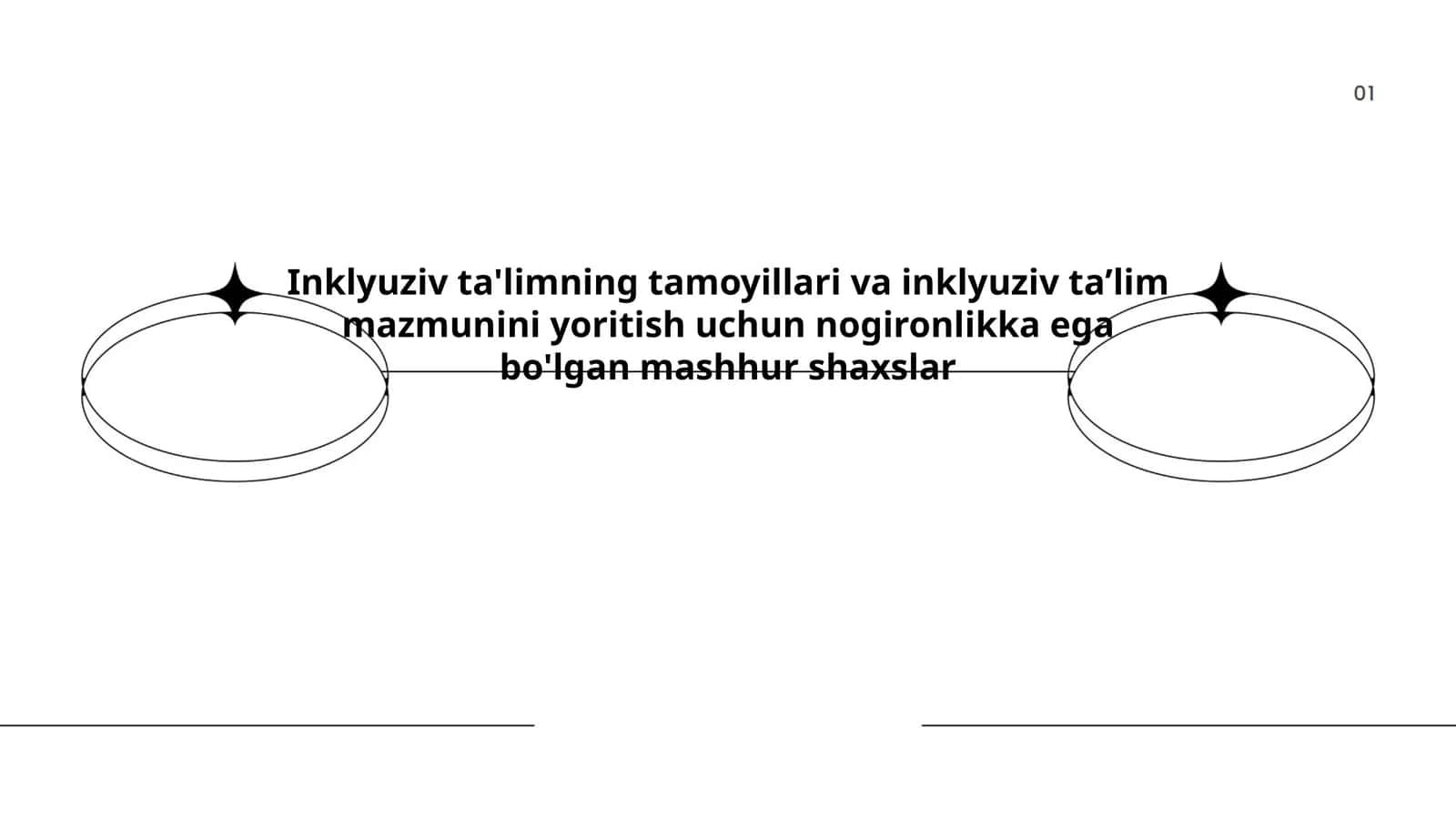 Inklyuziv ta'limning tamoyillari va inklyuziv taʼlim mazmunini yoritish uchun nogironlikka ega bo'lgan mashhur shaxslar