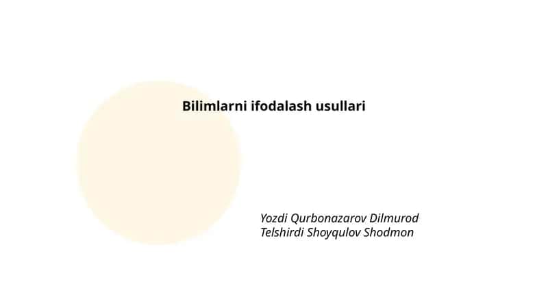 Bilimlarni ifodalash usullari