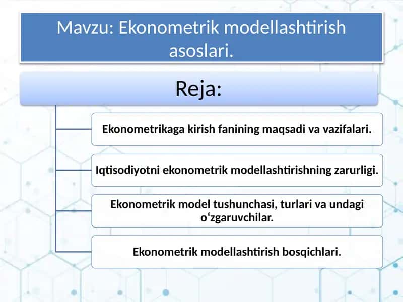 Ekonometrik modellashtirish asoslari