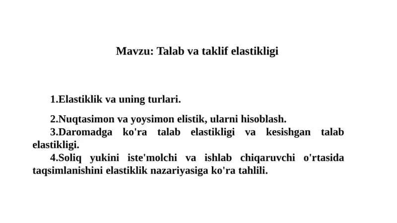 Talabvataklifelastikligi