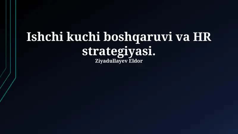 Zamonaviy HR texnologiyalari va ularning qo'llanilishi